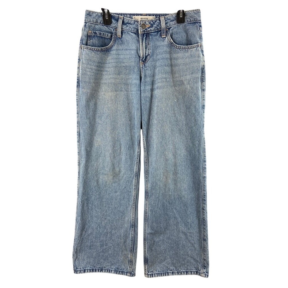 Hollister Jeans Womens Sz 10R Curvy Low-Rise Baggy W30 Light Wash Denim Wide Leg